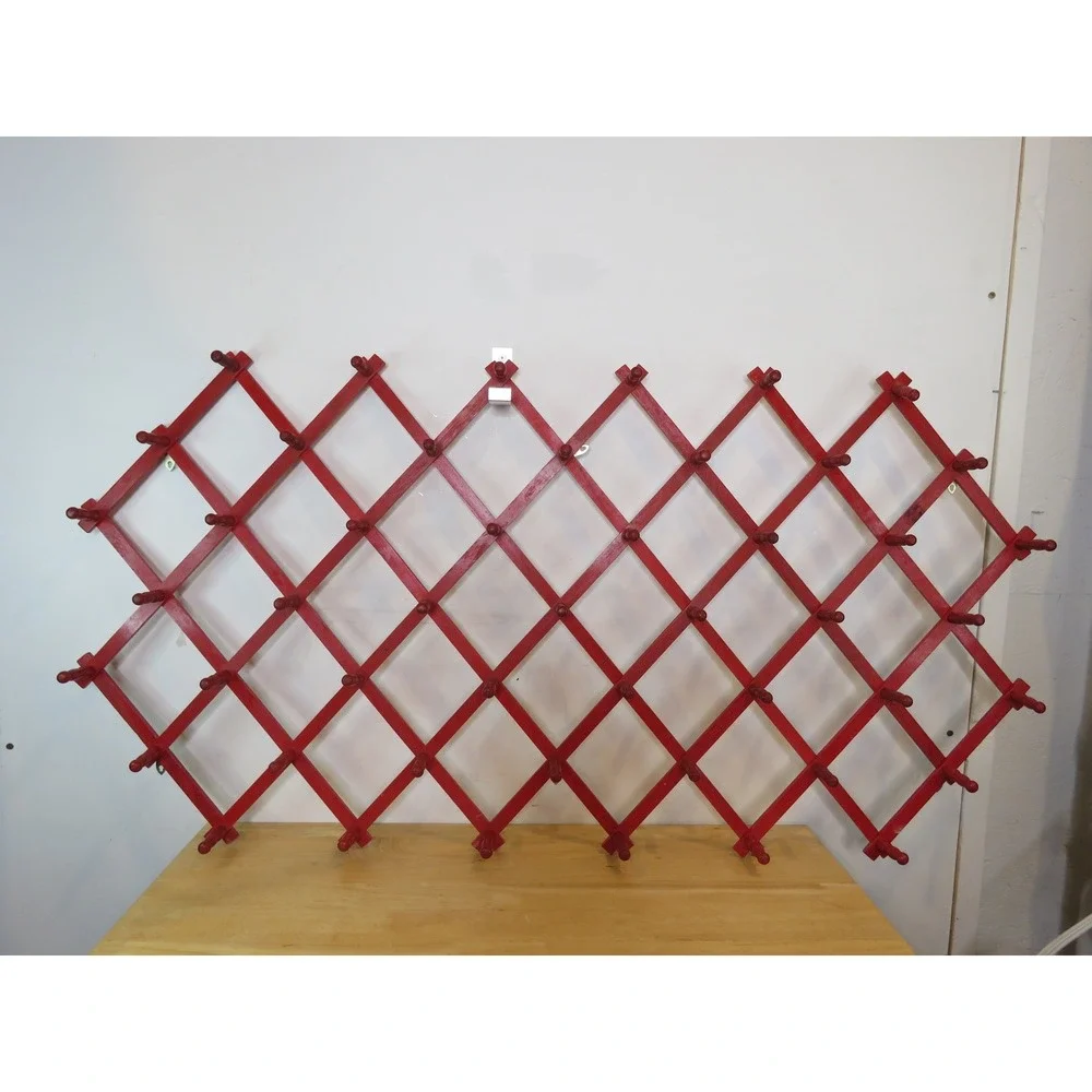 49 RED Vintage Wooden Accordion Peg Rack Wall Mount Hanger Expandable RARE